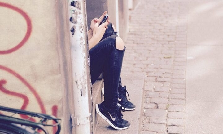 girl checking a phone