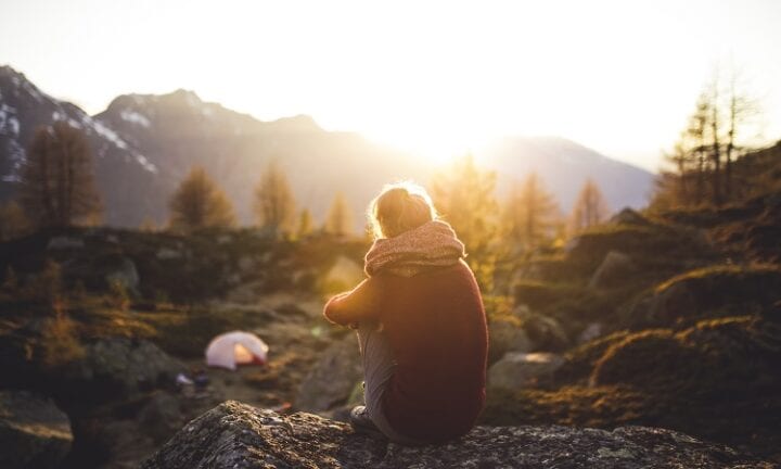 woman thinking alone