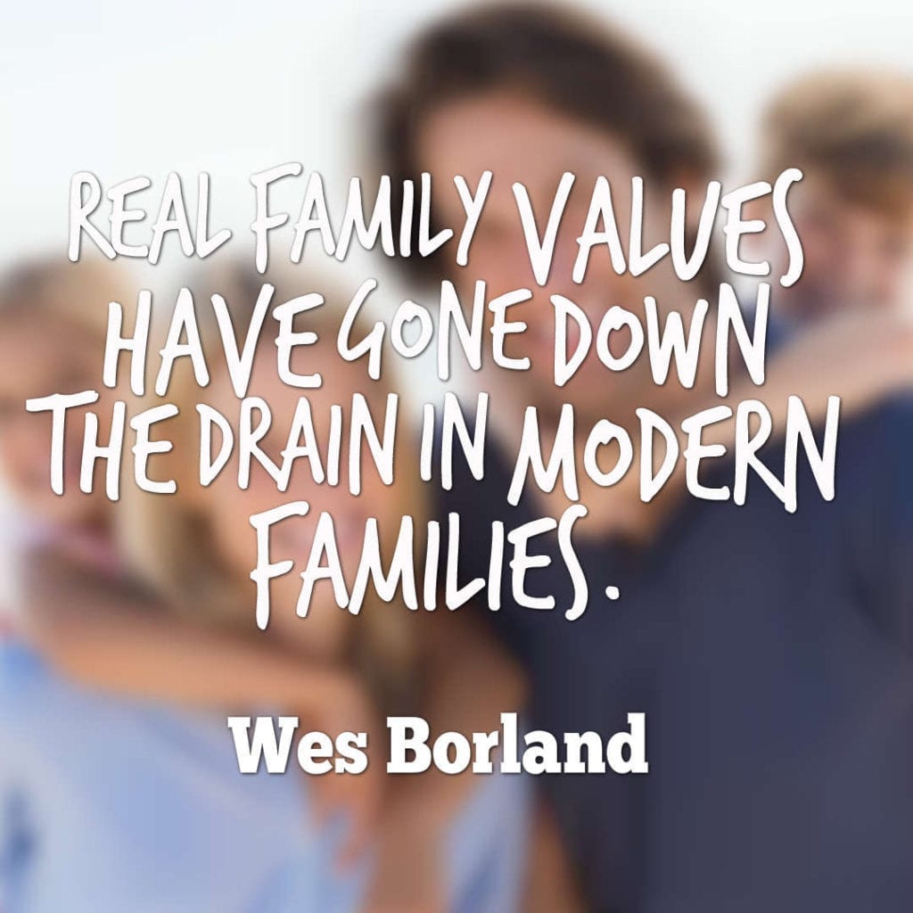 Family values have gone down the drain in modern times - wes borland quote