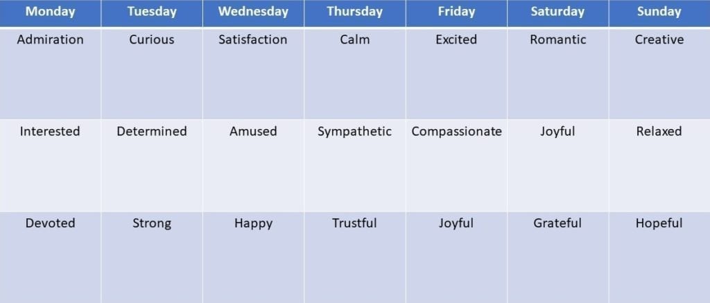 calendar of feelings 