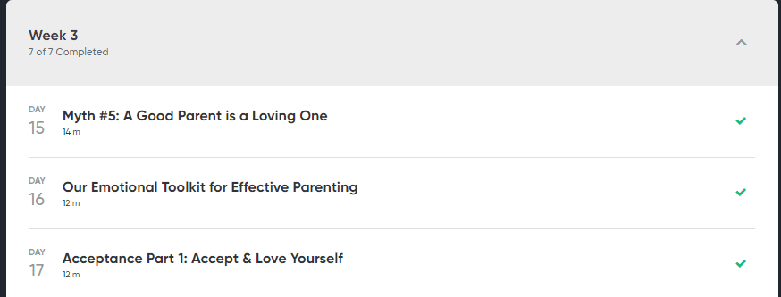Conscious Parenting Mastery Screenshot of the start of Week 3