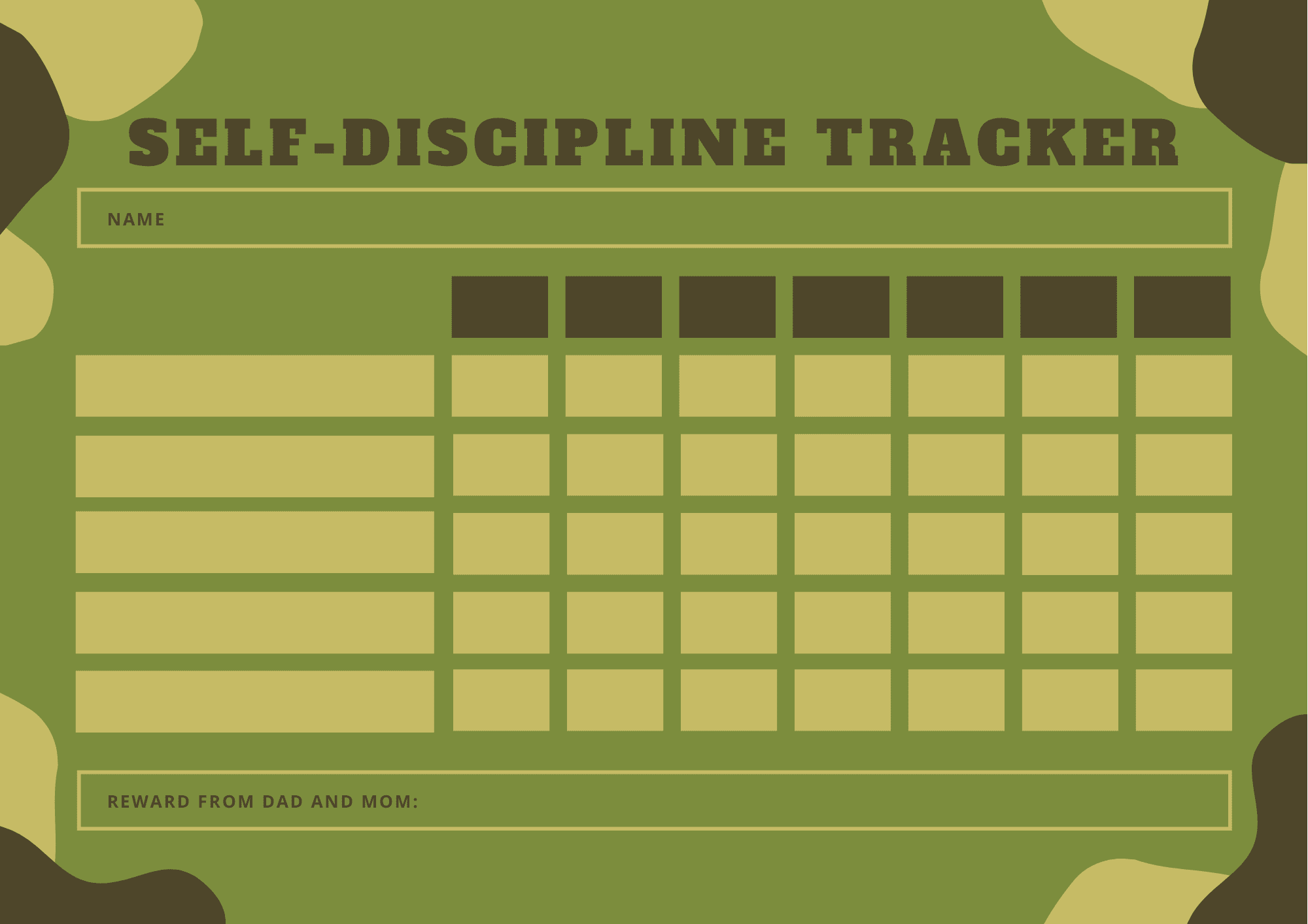 self discipline tracker for kids