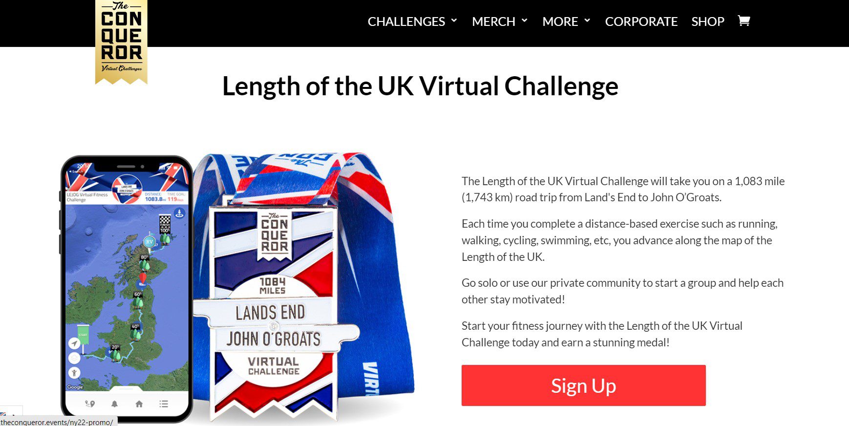 Length of UK Conqueror Challenge
